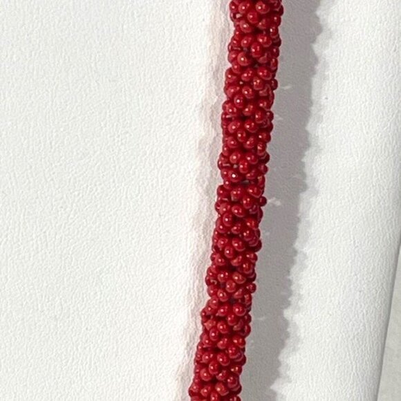 Red seed beaded 30" rope necklace. - Picture 5 of 6